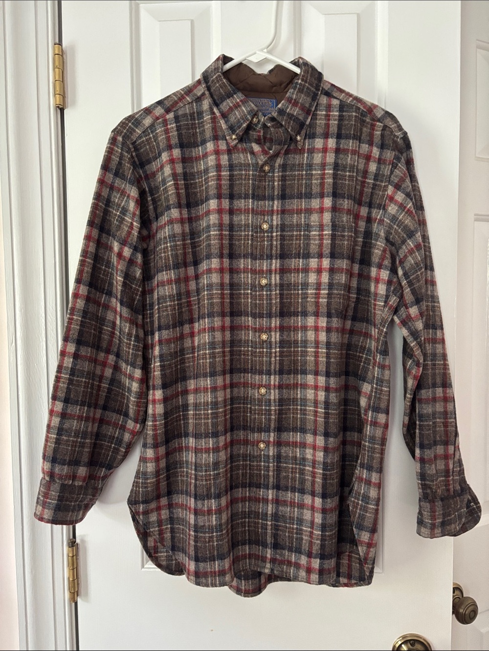 Pendleton Brown and Red Plaid Button-Down Shirt